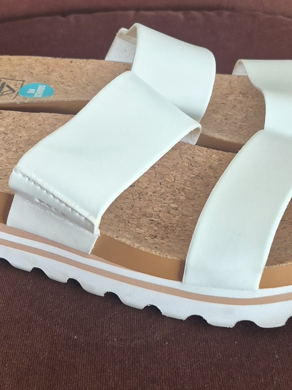 Reef White Cork-Platform Double Strap Slide Sandals - Picture 2 of 4